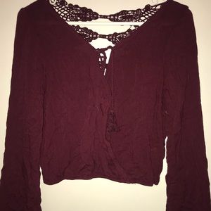 Maroon Long Sleeve Blouse